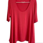 Soft Surroundings Timely Tunic Top Petite Med Pink Shark Bite Hem Short Sleeve Photo 1