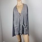 Decree  Women's Sz Large Gray Button Up Long Sleeve Cardigan Front Pockets Cotton Photo 3