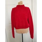 H&M Divided  Womens Red Velvet Yarn Crop Sweater Long Sleeve Mock Neck Top Sz S Photo 2