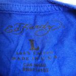Ed Hardy Vintage Shirt Women's size Large Blue Embroidered Photo 2