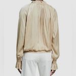 Ramy Brook $345  Womens Gold Metallic‎ Bethany Ruffle Long-Sleeve Blouse Top Sz S Photo 1