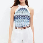 Loft NWT Ann Taylor Textured Stripe Halter Sweater Sleeveless Knit XS Photo 0