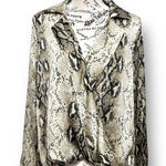 Endless Rose Anthropologie  S Oversized Snake Print Satin Wrap Blouse Whimsigoth Photo 0