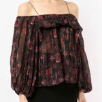 Ulla Johnson  Coline Cold Shoulder Crepe Top in Noir Photo 0