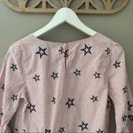 Emma & Olivia Bell Sleeve Star Embroidered Blouse Sz Medium Blue Photo 6
