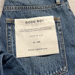 Good American Blue Good Boy Straight Leg Button Fly Jeans with Slit Hem Size 0 Photo 9