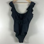 J.Crew  NWT Black Ruffle Scoopback One-Piece Swimsuit Photo 4