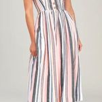 Free People  Lilah Multi Striped Pleated Midi Dress Photo 1