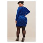 Torrid  Blue Velvet Burnout Long Sleeve Shirred Dress Sz.28 NWT Photo 4