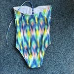 Shoshanna swimwear underwire bra one piece beaded strap lined 18% spandex Blue Size 8 Photo 6