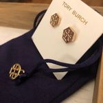 Tory Burch  Gold Logo Stud Earrings Classic Designer NWT Photo 1