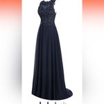 Women's Elegant Appliques Long Prom Dress Beaded Evening Party Gowns xs blue Photo 1