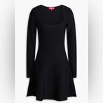 STAUD  Deora stretch ribbed Knit Mini Dress black lbd long sleeve size XS Photo 1