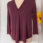 Loft Maroon Long-sleeved V-Neck Blouse Photo 0