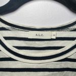 ALC Frank A.L.C. Black White Stripe Ruffle Short Sleeve Carrie Shirt Women's size Medium Photo 2