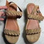 Lucky Brand Wedge Scalloped Woven Vellenora Buckle Leather Slingback Sandal 10 Photo 0