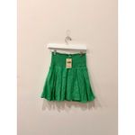 J.Crew Linen Smocked High Waist Flared Mini Skirt Bright Green Women's Size XS Photo 3