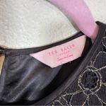 Ted Baker  Black Satin Gold Glitter Lace Mini Dress Womens M Formal Long Sleeve Photo 9