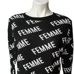 EXPRESS Black & White Cotton Sweater Femme Spellout, Sz S Photo 7