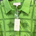 Love The Label Cassia Blouse Womens L Kiwi Green Embroidered Eyelet Boho Chic Size L Photo 5