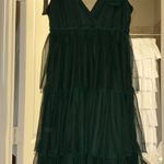 In Loom Dark Green Layered Midi Dress Photo 0