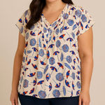 Talbots printed nautical beach umbrella blouse XL Photo 0