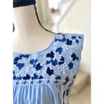 J.Marie Sky Blue Embroidered Floral Mexican Style Shift Dress Size M Photo 3