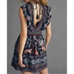 Anthropologie  V-Neck Plunge Tunic Mini Dress‎ Black Motif Jungle Size XS Photo 2