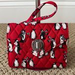 Vera Bradley Turnlock Zip Quilted Wallet Wristlet Playful Penguins Red Black Photo 0