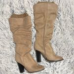 Charlotte Russe suede ruched tan tall heel boots sweater cuffs women Size 10 Photo 3