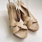 UGG  Beige Suede Cork Sandals Wedge Platform Woman’s Shoe Size 9 Photo 3