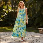 Lilly Pulitzer  Silk Sleeveless Sea Urchin Beaded Neck Maxi Dress size 2 Photo 1