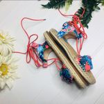 Gianni Bini  Floral Pink Blue Lace Up Sandals Photo 4