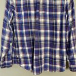 Caslon Shirt Women Plaid Cotton Viscose Size Small Long Sleeve Blue White Red Photo 6