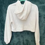 Bershka White Soft Fuzzy Cropped Hoodie Photo 4