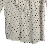 ZARA  Womens Top Size M White Long Sleeve High Neck Embroidery Ruffle Button Det Photo 5