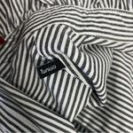 The Kooples  Women’s Medium Ruffle Stripe Button Down Long Sleeve Pinstripe Shirt Photo 5