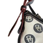 Dooney & Bourke Vtg Monogram Shoulder Bag Purse Ivory Black Leather Trim 10.5x15 Photo 9