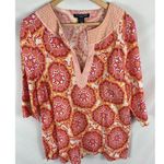 Saint Tropez West St Tropez West Woman Linen Blend Patterned Blouse Size 1X Photo 4