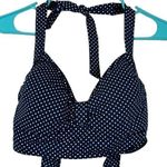 Lands' End Plus Size  Navy Polka Dot White Halter Swimsuit Top Size 16 EUC #1891 Photo 0