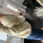 Peach Love California Peach Love Women’s Medium Green Patchwork Chunky Sweater Photo 3