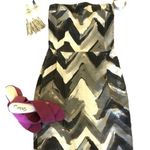 Banana Republic Gray/White Chevron Linen Strapless Dress Sz 0 Women Photo 1