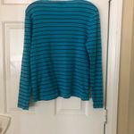 Ralph Lauren LRL Long Sleeve Crewneck pullover Striped Cotton Tee Teal L Photo 5