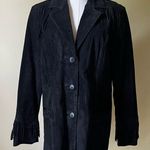 Vintage 70s Style Genuine Leather Fringe Jacket Black Suede Western Boho Large Photo 0