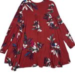 Free People Red Floral Boho Tunic Mini Dress Top Size Small Photo 5