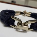 Talbots  Gold Tone Metal / Blue Cloth Bracelet Photo 5