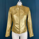 Vertigo Vintage 90s Gold Faux Leather Moto Biker Jacket Photo 0