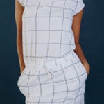 ALBION FIT  Going Places Dress White Windowpane Grid Size medium Tall Photo 0