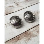Vintage Clip On Earrings Chainmail Style Circle Silver Tone Photo 1