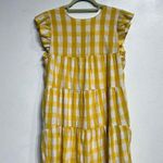 English Factory  Yellow Textured Gingham Tiered Baby Doll Maxi Dress Sz M Photo 2